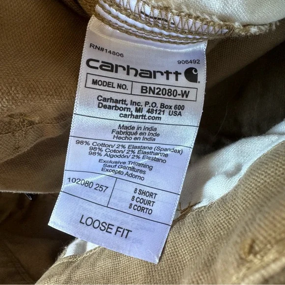 Carhartt Rugged Flex Loose Fit Canvas Work Cargo Pants Tan 8 Short - Picture 7 of 8